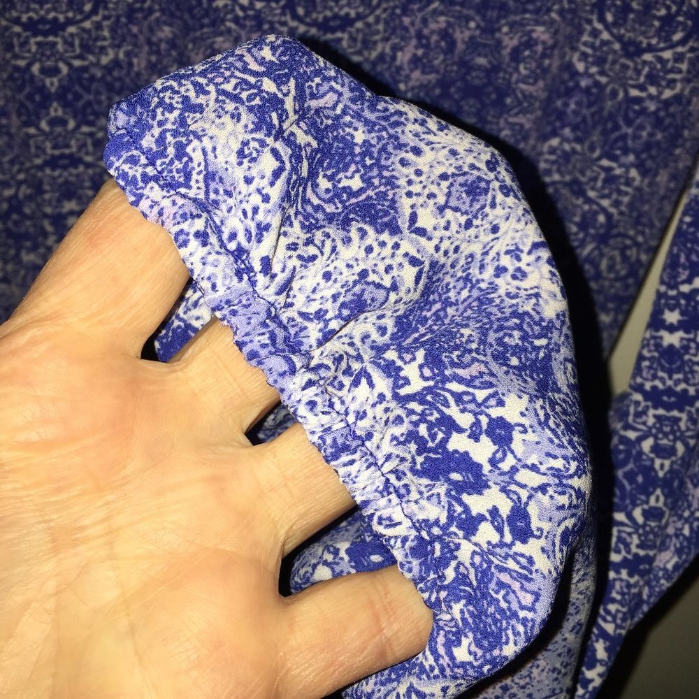 Boho Peasant Dress Blue White - Picture 4 of 5